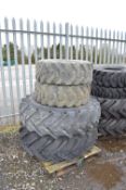 Set of front and rear wheels & tyres to suit JCB 3CX (rear tyres unused)