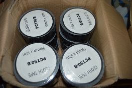 Box of 20 rolls of 50mm x 50 metre black cloth tape
New & unused