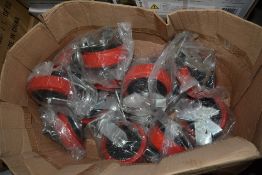 12 - 6 inch swivel/braked red castors
New & unused