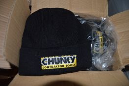 Box of 25 "Chunky" branded hats New & unused