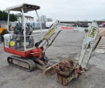 Takeuchi TB014 1.5 tonne rubber tracked mini excavator
Year: 2008
S/N: 11410659
Recorded Hours: