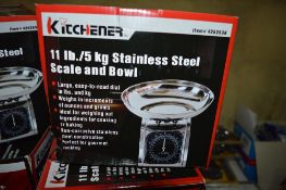 Kitchener 5kg stainless steel scale & bowl New & unused