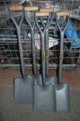 5 - steel grey square mouth shovels New & unused