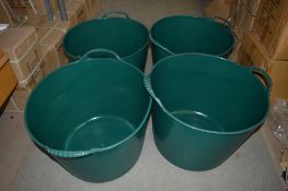 4 - green plastic flexible garden buckets New & unused