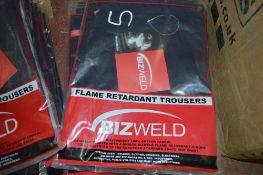 5 pairs of Bizweld navy flame retardant trousers size 42W 31L New & unused