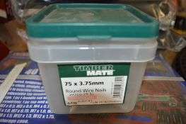 0.5kg tub of 75mm x 3.7mm round wire nails New & unused