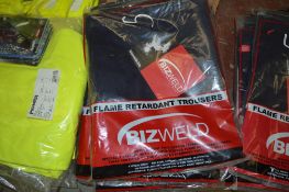 5 pairs of Bizweld navy flame retardant trousers size 42W 31L New & unused