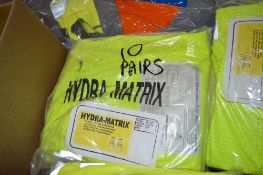 10 pairs of Hydra Matrix Hi-viz yellow flame retardant/waterproof trousers size S New & unused