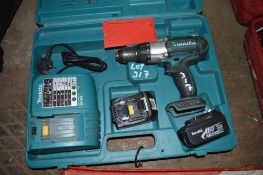 Makita 18v cordless power drill c/w charger, 2 batteries & carry case 3075163