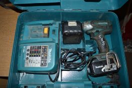 Makita 1/2 inch drive impact wrench c/w charger, spare battery & carry case P46426