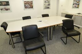 3.2m x 1.6m meeting table & 6 leatherette chairs