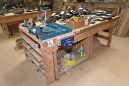 2.4m x 1.2m wooden work bench
c/w joiners vice