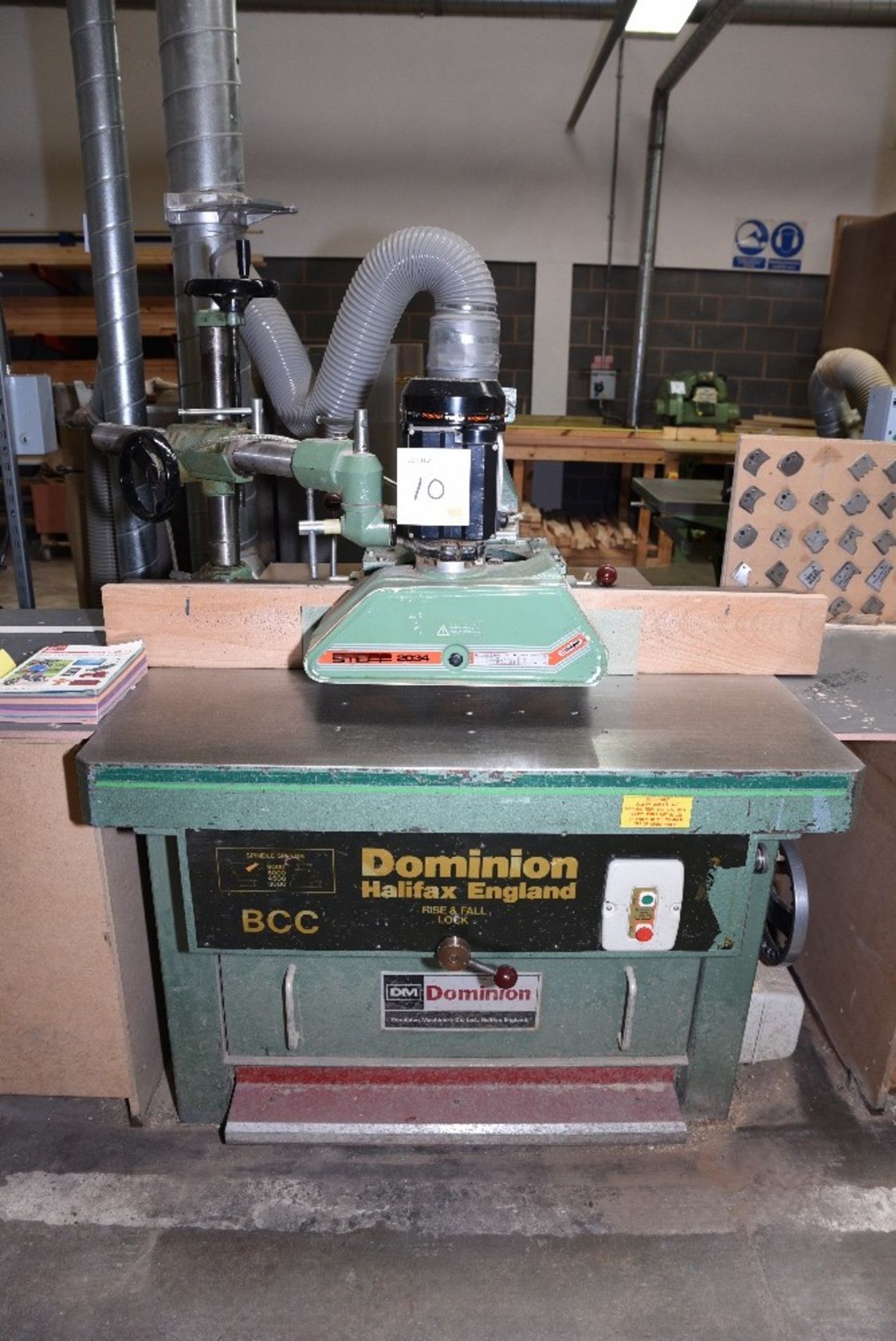 Dominion BCC spindle moulder
S/N: B739768
c/w Maggi Steff 2034 power feed & quantity of tooling