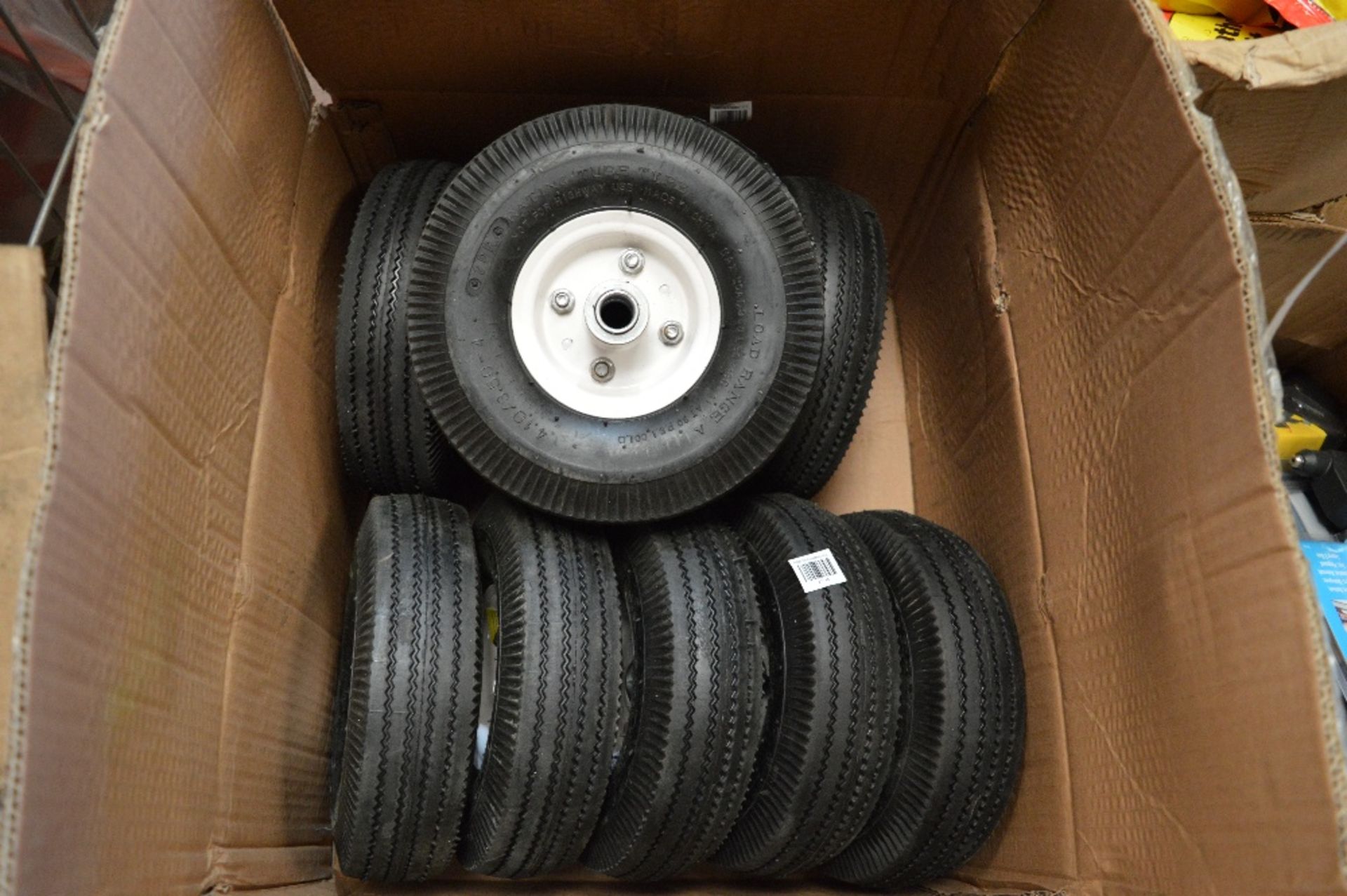 10 - 4 inch 4.10/3.50 pneumatic wheel & tyre combos
New & unused