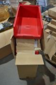 4 - large red plastic rack storage bins
New & unused