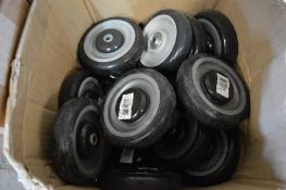 Box of 5 inch black plastic wheels New & unused