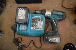 Makita 18v cordless drill c/w charger & spare battery