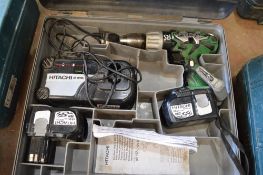 Hitachi 18v cordless drill c/w charger, spare battery & carry case P45743