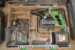 Hitachi 24v cordless SDS hammer drill c/w charger, spare battery & carry case P45323