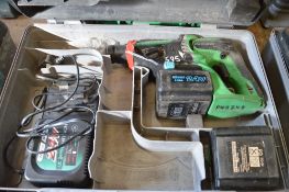 Hitachi 24v cordless SDS hammer drill c/w charger, spare battery & carry case P45749