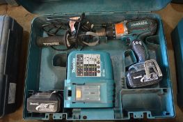 Makita 18v cordless drill c/w charger, spare battery & carry case P45424