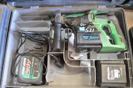 Hitachi 24v cordless SDS hammer drill c/w charger, spare battery & carry case P46412
