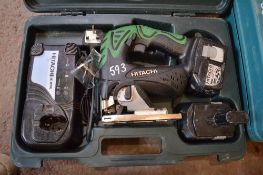 Hitachi 18v cordless jigsaw c/w charger, spare battery & carry case P45076