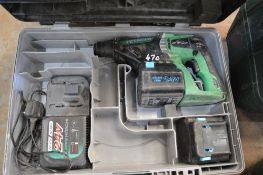 Hitachi 24v cordless SDS hammer drill c/w charger, spare battery & carry caseP45721