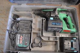 Hitachi 24v cordless SDS hammer drill c/w charger, spare battery & carry caseP45266
