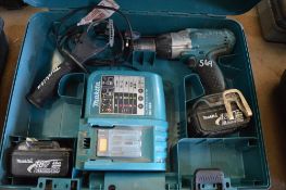 Makita 18v cordless drill c/w charger, spare battery & carry case P45842