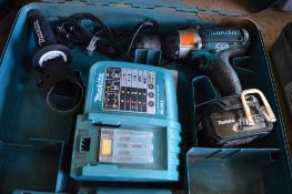 Makita 18v cordless drill c/w charger & carry case P45454
