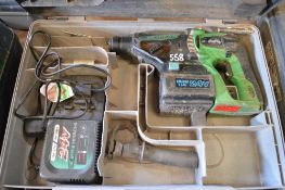 Hitachi 24v cordless SDS hammer drill c/w charger, spare battery & carry case P45297