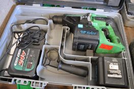 Hitachi 24v cordless SDS hammer drill c/w charger, spare battery & carry case P45276