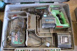 Hitachi 24v cordless SDS hammer drill c/w charger, spare battery & carry case P45292
