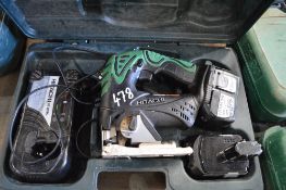 Hitachi 18v cordless jigsaw c/w charger, spare battery & carry case P45104