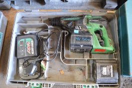 Hitachi 24v cordless SDS hammer drill c/w charger, spare battery & carry case P45268