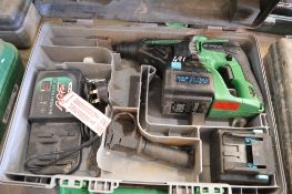 Hitachi 24v cordless SDS hammer drill c/w charger, spare battery & carry case P45321