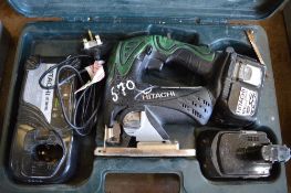 Hitachi 18v cordless jigsaw c/w charger, spare battery & carry case P45827