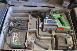 Hitachi 24v cordless SDS hammer drill c/w charger, spare battery & carry case P45298