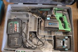 Hitachi 24v cordless SDS hammer drill c/w charger, spare battery & carry case P45265