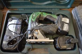 Hitachi 18v cordless jigsaw c/w charger, spare battery & carry case P45072