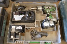 Hitachi 18v cordless drill c/w charger, spare battery & carry case P45381