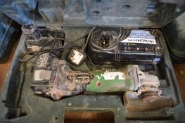 Hitachi 18v cordless angle grinder c/w charger, spare battery & carry case P45344