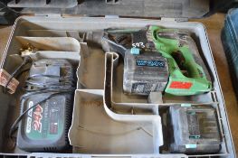 Hitachi 24v cordless SDS hammer drill c/w charger, spare battery & carry case P45249
