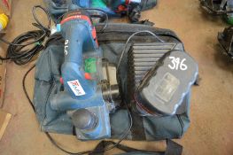Bosch 18v cordless planer c/w charger, spare battery & carry bag P45019