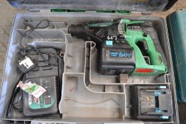 Hitachi 24v cordless SDS hammer drill c/w charger, spare battery & carry caseP45304