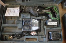 Hitachi 18v cordless reciprocating saw c/w charger, spare battery & carry case P45818