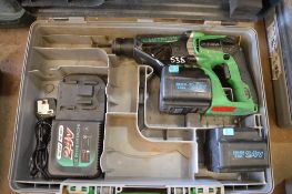 Hitachi 24v cordless SDS hammer drill c/w charger, spare battery & carry case P45242