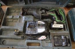 Hitachi 18v cordless reciprocating saw c/w charger, spare battery & carry case P45817