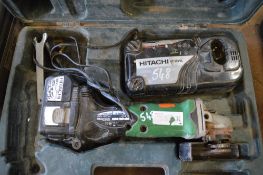 Hitachi 18v cordless 115mm angle grinder c/w charger & carry case P45371